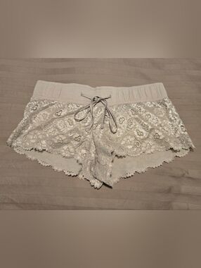La Senza Shiny Grey Floral Lace Lounge Shorts S
